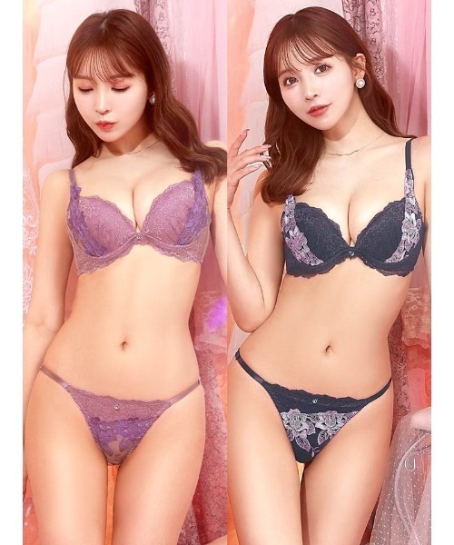 ブラジャー ショーツセット 3点セット レーシィ オリエンタル ローズ