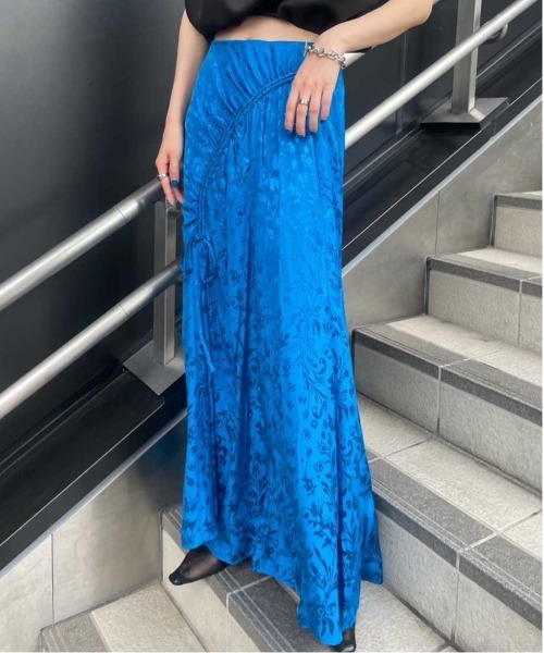 Ameri（アメリ） スカート MEDI SATIN JACQUARD GATHER SKIRT