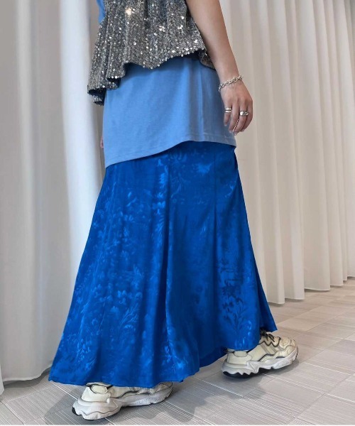 Ameri（アメリ） スカート MEDI SATIN JACQUARD GATHER SKIRT