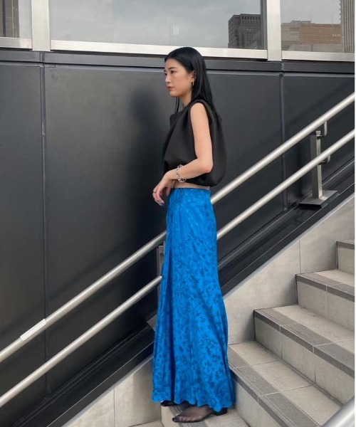 Ameri（アメリ） スカート MEDI SATIN JACQUARD GATHER SKIRT