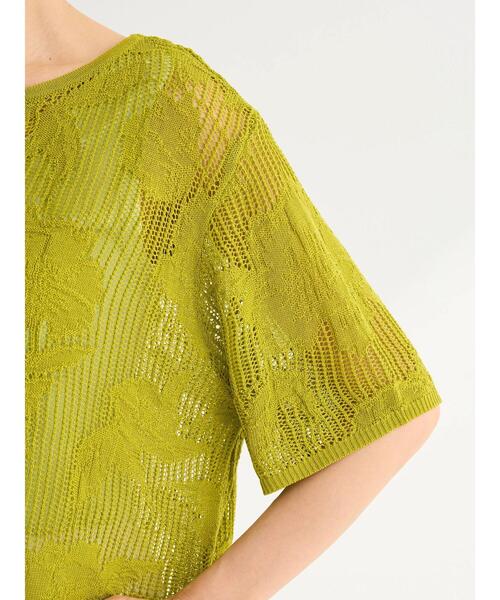 Green Parks ニット セーター 花柄メッシュニットプルオーバー 