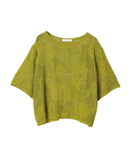Green Parks ニット セーター 花柄メッシュニットプルオーバー 