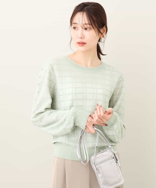 ニット セーター 2024AW/シアーチェックニット/洗える レディース