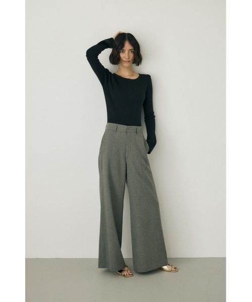 M_ スラックス パンツ リサイクルポリエステル素材の通年使えるワイド 