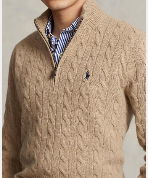 新品⭐︎現行タグPOLO RALPH LAUREN ケーブルセーター カシミヤ混L POLO ラルフローレンカシミヤ混 ケーブル ウールセーター送料