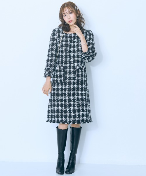 marun（マルン） ワンピース 「大きいサイズ」 ツイードワンピース