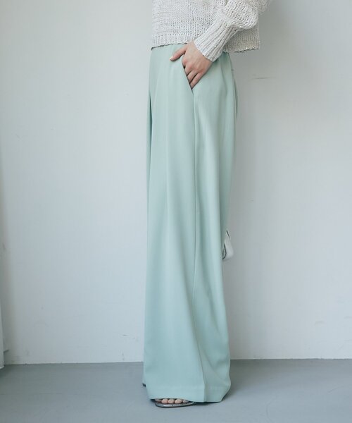ワイドパンツ スラックス パンツ 「累計お気に入り数2万突破！RISA監修・5サイズあり」2タックワイドパンツ レディースの画像