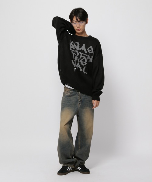 ニット セーター 「UNISEX」ISTKUNST／ダメージニット レディース メンズ ISTKUNST ニット セーター 「UNISEX」ISTKUNST／ダメージニット
