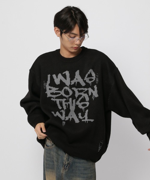 ニット セーター 「UNISEX」ISTKUNST／ダメージニット レディース メンズ ISTKUNST ニット セーター 「UNISEX」ISTKUNST／ダメージニット