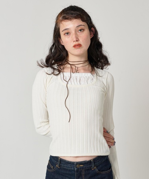 TINA：JOJUN tシャツ レイヤード風 ニットソー レディース