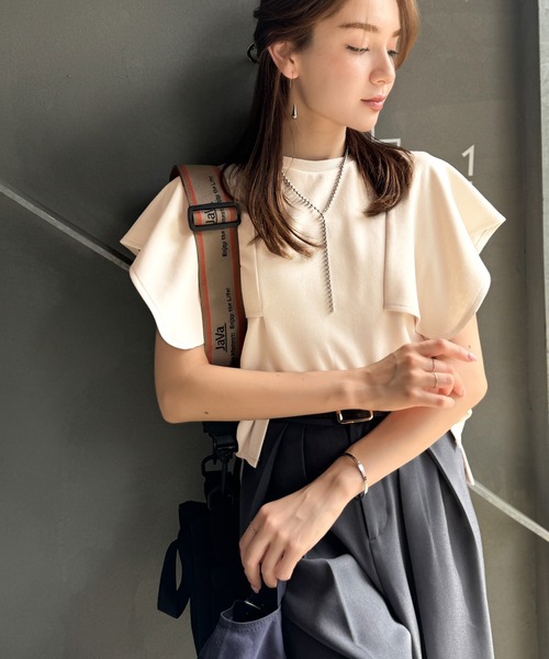tシャツ 華奢見せにトレンドをプラス。ハンカチスリーブポンチ素材カットソープルオーバー（半袖） レディース | classicalelf | 03
