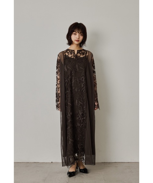 atlo オケージョンドレス　マタニティ　結婚式 niana ドレス エスニックサイドプリーツドレス Aライン