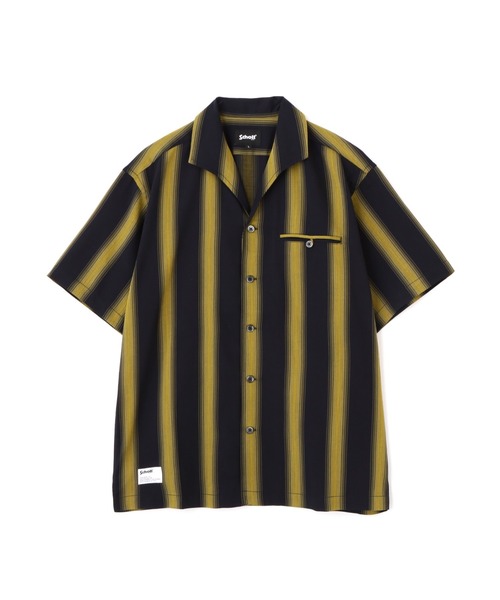 Schott 半袖シャツ S ホワイト/ブラウンストライプ Schott N.Y.C シャツ Schott/ショット/STRIPE SS SHIRT/半袖