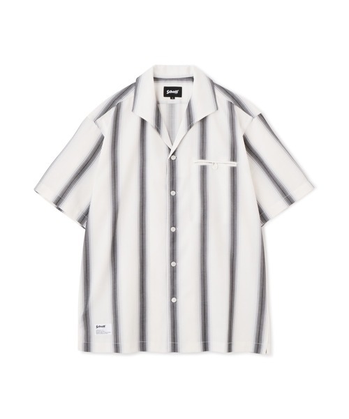 Schott 半袖シャツ S ホワイト/ブラウンストライプ SALE！50％OFF】 【Schott】STRIPE