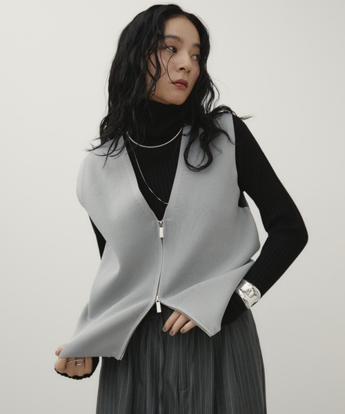 Aunt Marie's（アントマリーズ） ベスト ジレ ZIPリブニットベスト