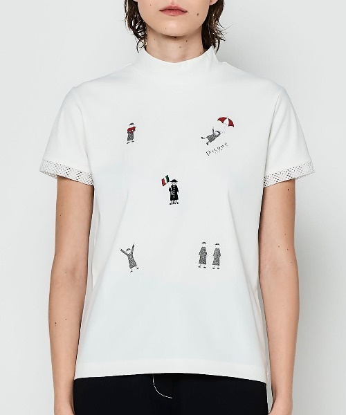tシャツ ポイント刺繍UV冷感プルオーバー レディース