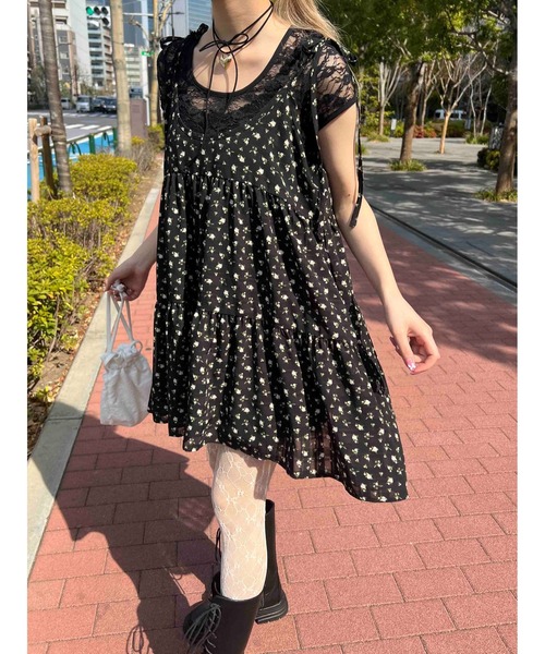 ノースリーブ　ミニ丈ワンピース 2点以上でさらに10%OFF】ワンピース - ネックジップノースリーブ