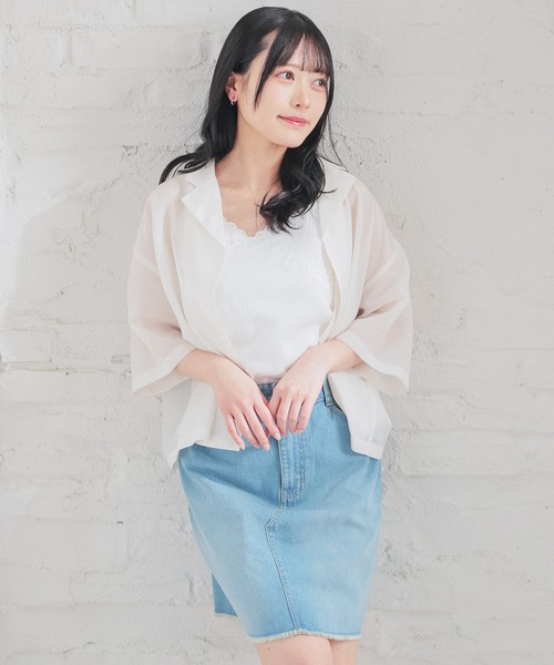 ブラウス シャツ Harpy Top レディース GeeRA ブラウス シャツ ストライプジャガードバンドカラーケープ