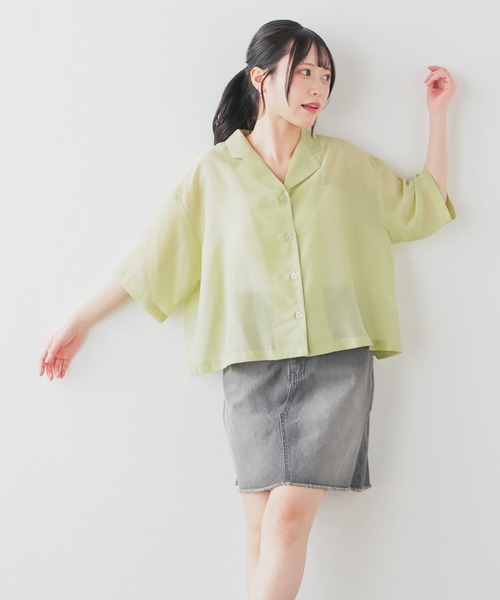 ブラウス シャツ 「ZOZO限定」BUSTIER SHIRT レディース Honeys ブラウス シャツ 開襟シアーシャツ レディース