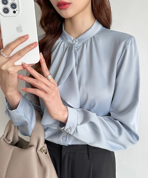 COCOMOMO ブラウス シャツ オフィスやオケージョン使いにも ドレープ