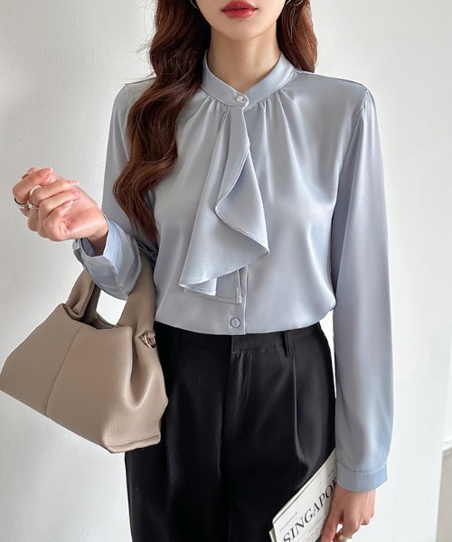 AMAIL 美品　オケージョン　長袖ブラウス COCOMOMO ブラウス シャツ オフィスやオケージョン使いにも ドレープ