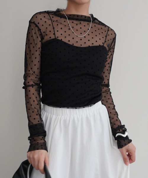 M'S GRACY ドットシアートップス Rashik tシャツ ポルカドットシアートップス レディース : ZOZOTOWN