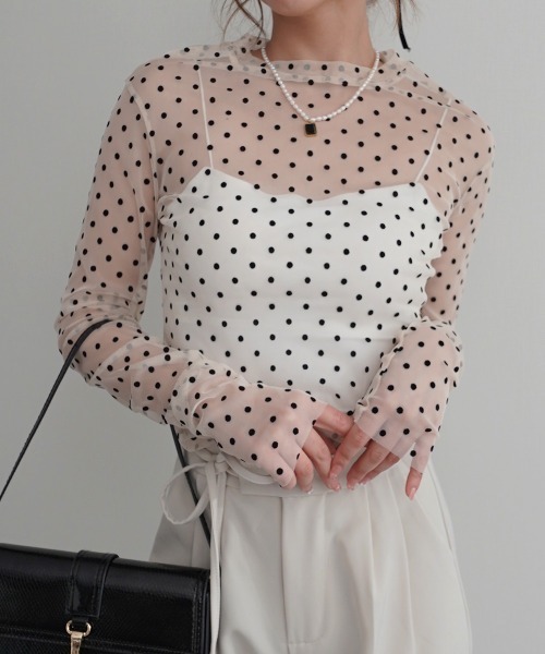 Rashik tシャツ ポルカドットシアートップス レディース : ZOZOTOWN