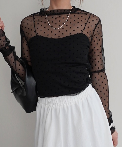 Rashik tシャツ ポルカドットシアートップス レディース : ZOZOTOWN