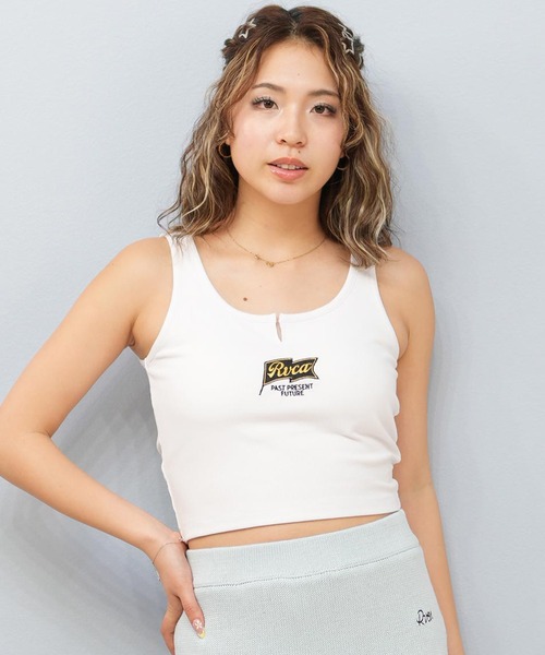 RVCA タンクトップ ノースリーブ RVCA/ルーカ リブ 刺繍ロゴ