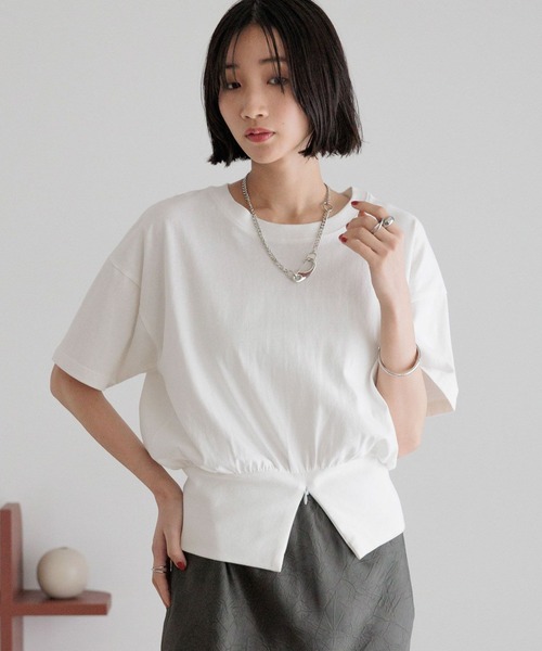 LOWRYS FARM tシャツ スソZIPプルオーバー 452588 レディース