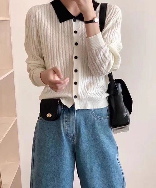 「deux amour」 ニットカーディガン FREE グレー レディース_画像3