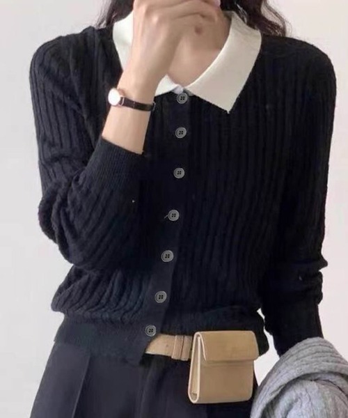 「deux amour」 ニットカーディガン FREE グレー レディース_画像5