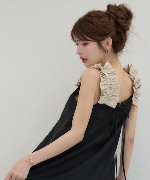 Ambre Neige ワンピース lace up frill flare dress / レース