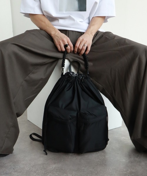 デイバック リュック 「ADAMPATEK/アダムパテック」double pockets drawstring backpack/ダブルポケット ドローストリング バックパック メンズ レディース | ADAM PATEK | 06