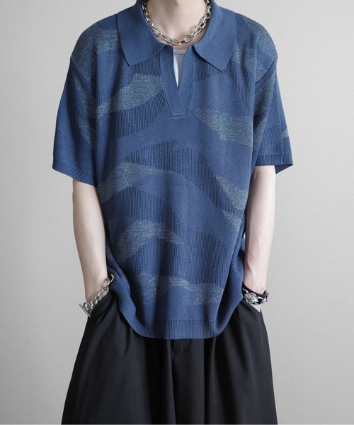 KUUUPY（クーピー） ポロシャツ Nuance Lame Skipper Knit Polo