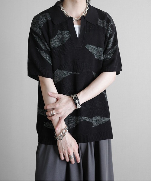 KUUUPY（クーピー） ポロシャツ Nuance Lame Skipper Knit Polo