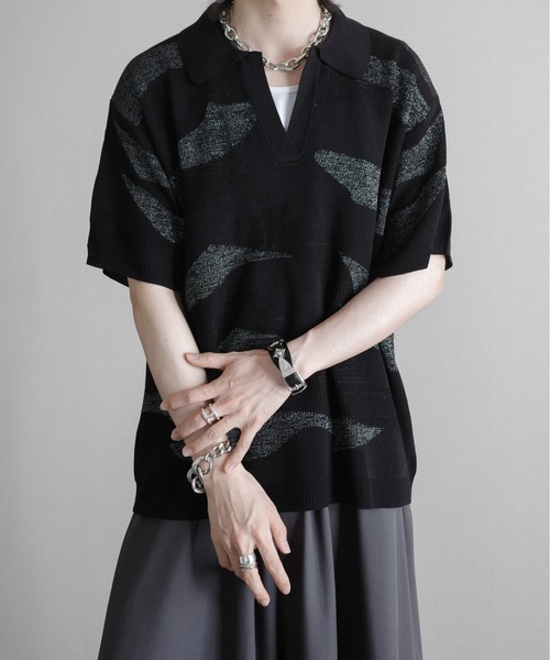 KUUUPY（クーピー） ポロシャツ Nuance Lame Skipper Knit Polo