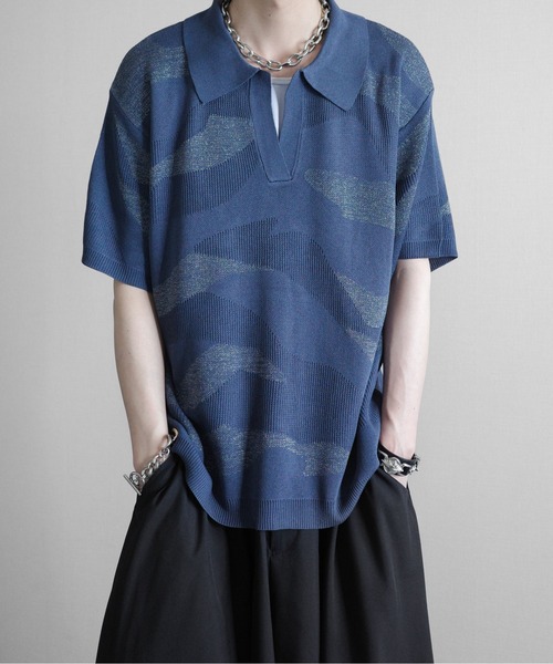 KUUUPY（クーピー） ポロシャツ 半袖 Nuance Lame Skipper Knit Polo
