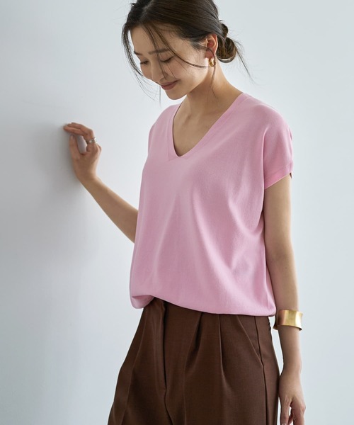 ニット セーター サラッと涼しい薄手なVネックニットトップス レディース STYLE DELI ニット セーター サラッと涼しい薄手なVネックニット