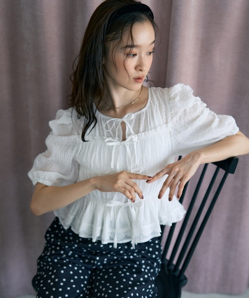 ブラウス シャツ シャーリングティアードブラウス レディース セール】 シャーリングティアードブラウス《2025summer catalog