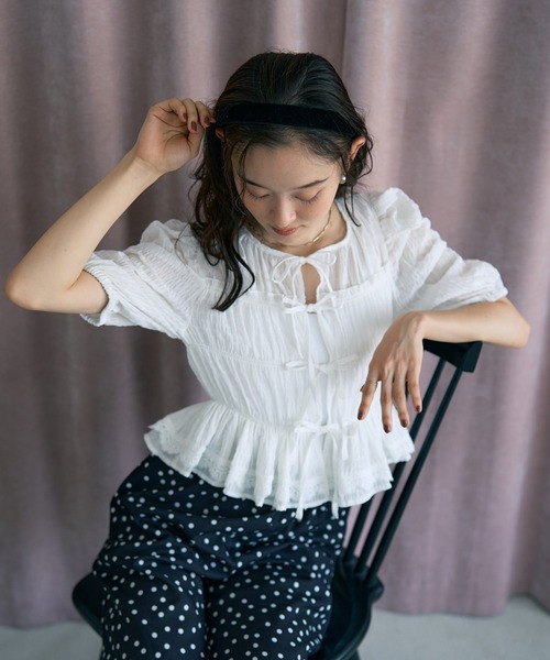 earth music&ecology ブラウス シャツ 「前後2WAY」レース