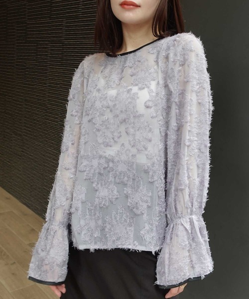 CORNERS ブラウス シャツ 花柄シアージャガードキャンディー
