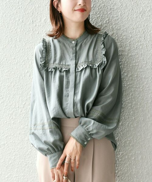 「SHIPS」 長袖ブラウス ONE SIZE ライトグリーン レディース