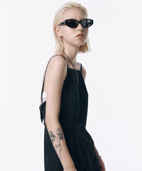 サロペット・オーバーオール・オールインワン Jose moon lace trim glossy jumpsuit サロペット・オーバーオール・オールインワン Jose moon lace