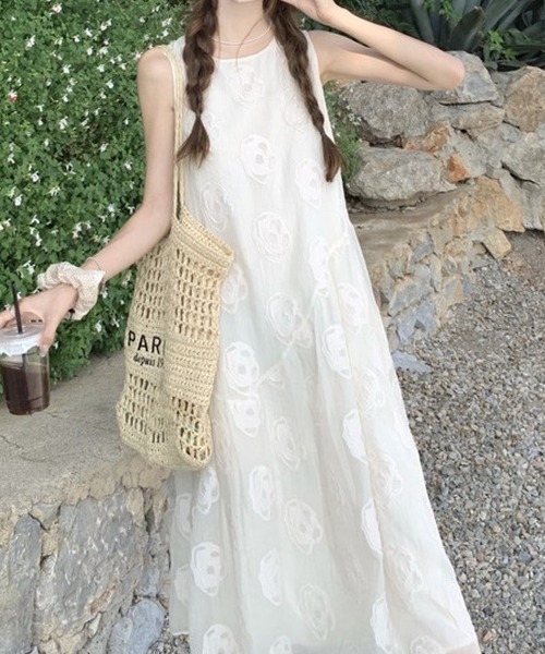 Ruth ルース ノースリーブ レースワンピース 100％シルク 未使用 ビス VIS コード刺繍ノースリーブワンピース （ブラック（01