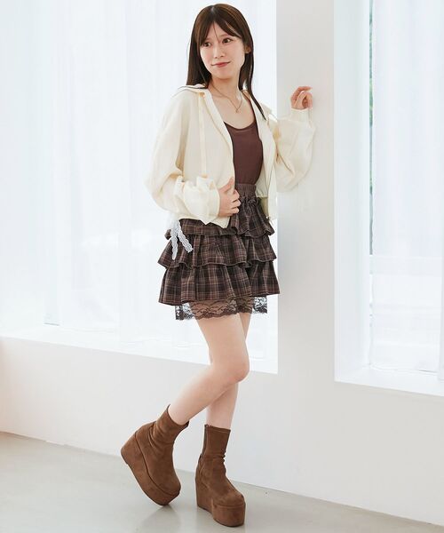 MAJESTIC LEGON（マジェスティックレゴン） スカート ウエストリブ裾
