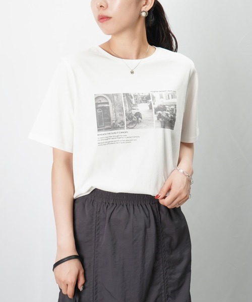 tシャツ LC/LLL 転写プリントTシャツ レディース