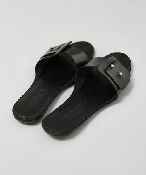 CORSO ROMA, 9 サンダル　38 黒 CORSO ROMA,9 「CORSO ROMA，9」 フラットサンダル 38 ブラック