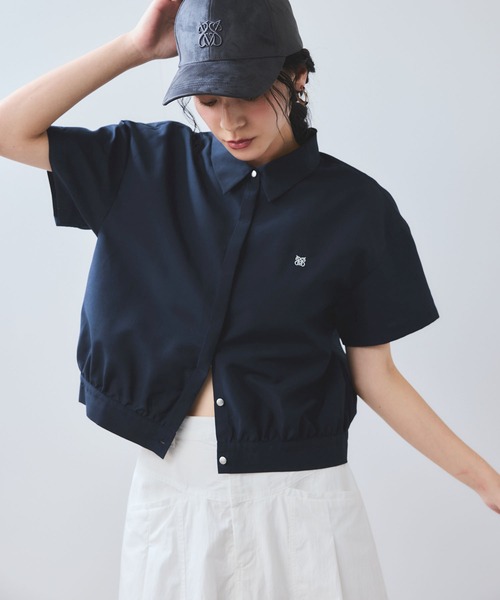 VIS ブラウス シャツ 「夏トク価格」刺繍ロゴハーフスリーブ