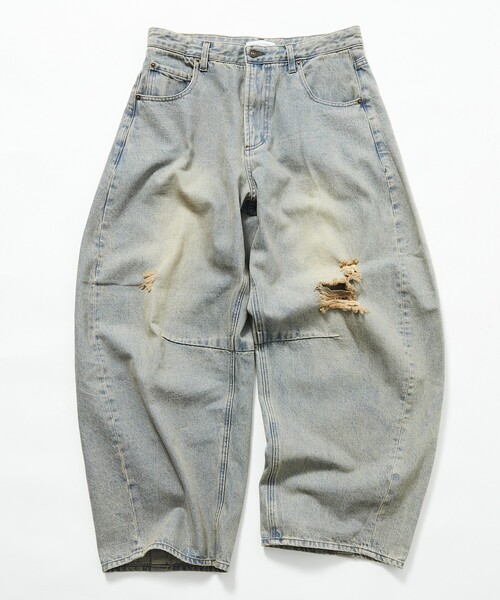 「FREAK'S STORE」 ダメージ加工デニムパンツ LARGE ダークネイビー メンズ